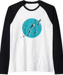 Aquarium Killer Whale Aquarist Ocean Animal Lover Gift Orca Raglan Baseball Tee