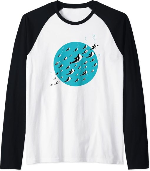 Aquarium Killer Whale Aquarist Ocean Animal Lover Gift Orca Raglan Baseball Tee