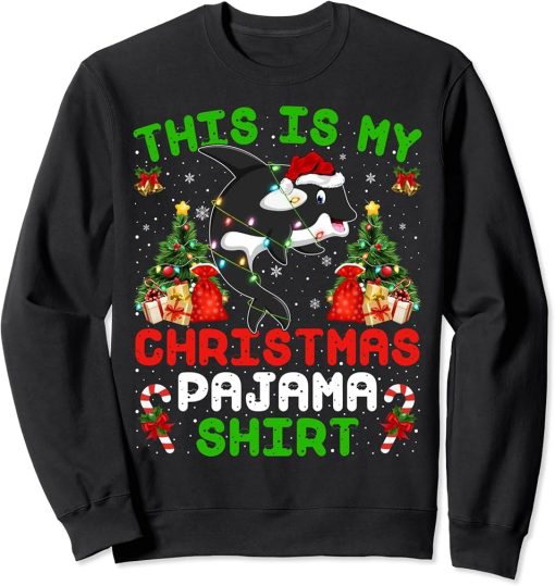 This Is My Christmas Pajama Shirt Orca Fish Christmas Sweatshirt