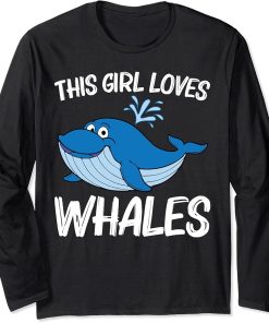 Funny Whale Art For Girls Kid Orca Narwhal Blue Whales Long Sleeve T-Shirt