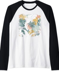 Hawaii Tropical Summer Vacation Exotic Nature Hibiscus Orca Raglan Baseball Tee