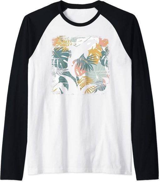 Hawaii Tropical Summer Vacation Exotic Nature Hibiscus Orca Raglan Baseball Tee